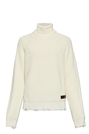 【送料&関税込】Fear Of God Woolen Sweater Taupe Wool Jacquard Turtleneck by Fear of God on Sale